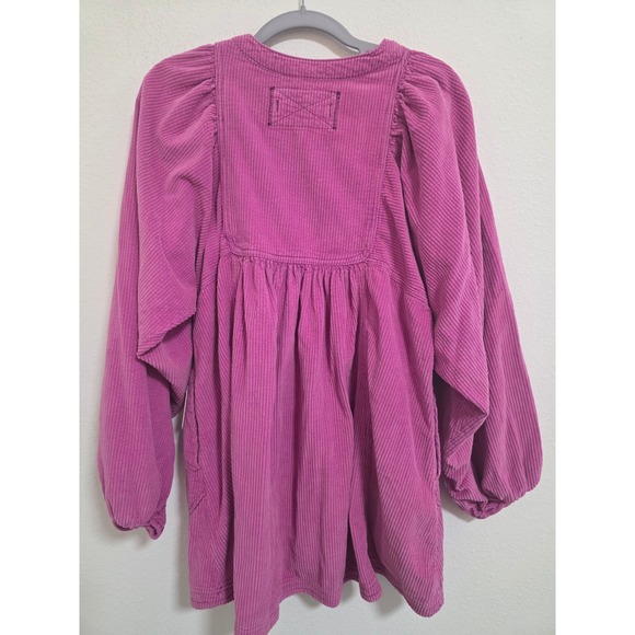 Free‎ People Violet Corduroy Button Up Puff Sleeve Babydoll Tunic Top XS - Picture 5 of 5